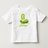 Gはホップ - かわいいアルファベット学習 トドラーTシャツ (正面)