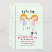 Gは女の子の誕生日パーティーの招待状 招待状 (正面/裏面)