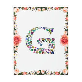 Gイニシャルジェムストーンデザイン メタルプリント