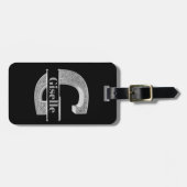 Gイニシャルパーソナライズされたシルバーモノグラムあなたの名前 ラゲッジタグ (正面横)