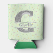 Gイニシャルパーソナライズされたシルバーモノグラムあなたの名前 缶クーラー (正面)