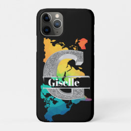 Gイニシャルパーソナライズされたシルバーモノグラムあなたの名前 iPhone 11 PROケース