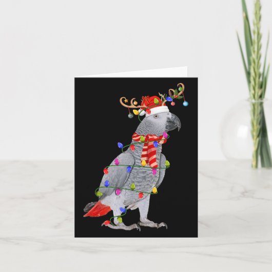 Gオウムササイチョウクリスマスライトトナカイサンタ帽子  カード (正面)