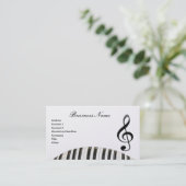 Gクレフ、音符記号及びピアノキーボード 名刺 (スタンド正面)
