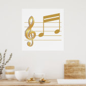 Gクレフ、 音符記号 ポスター (キッチン)