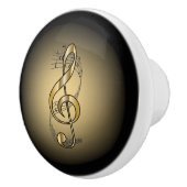 Gクレフ、 音符記号~ミュージカルスクロール~金ゴールド/黒背景~ セラミックノブ (右)