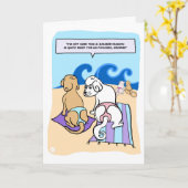 Gバンガーをはいた犬のおもしろカード カード (黄色い花)