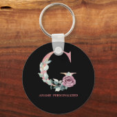 Gフローラモノグラム名文字ピンクアガテキーチェーン キーホルダー (正面)