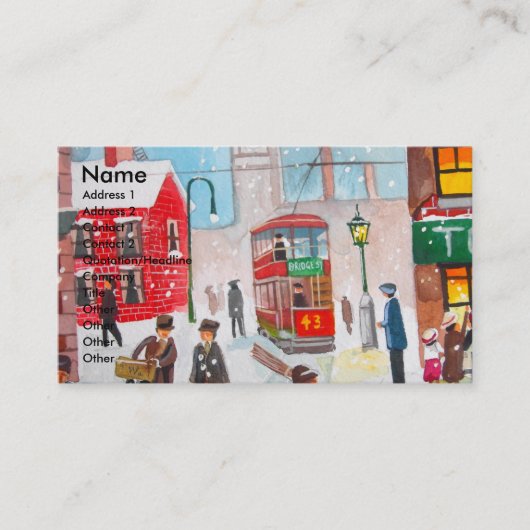 Gブルースを絵を描く雪場面冬の煙突広がり 名刺 (正面)