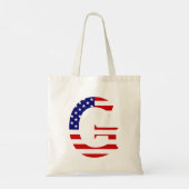 Gモノグラムがアメリカ国旗btcntにオーバーレイ トートバッグ (裏面)