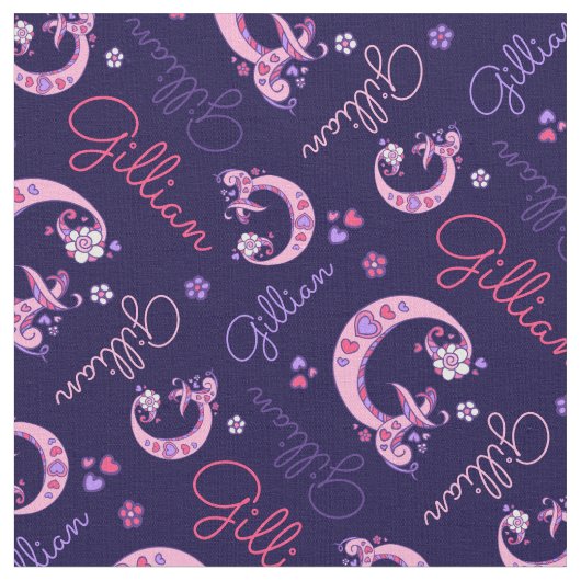 Gモノグラムパーソナライズされたと名前Gillian生地 ファブリック (クローズアップ)