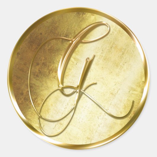 Gモノグラムフェイク金ゴールド封筒用シールシール ラウンドシール (正面)