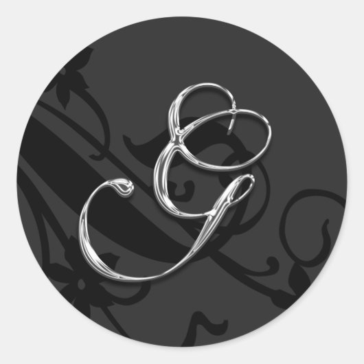 Gモノグラム結婚レターズ黒封筒用シール ラウンドシール (正面)