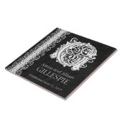 Gモノグラム「黒の白いレース」結婚のタイル タイル (側面)