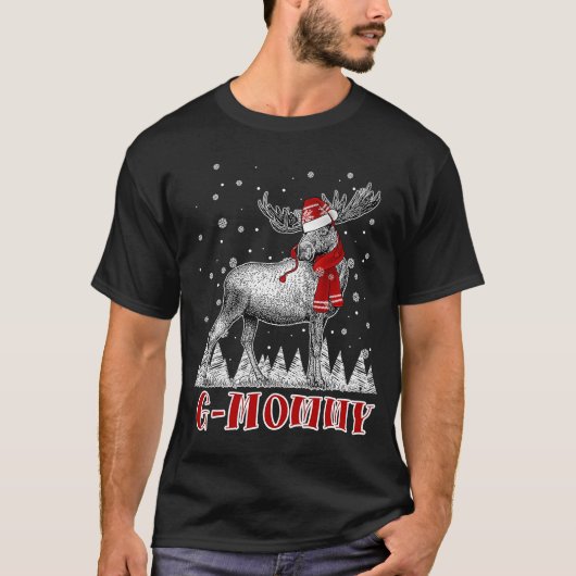 Gモーミムース衣服サンタハットマッチングクリスマス Tシャツ (正面)