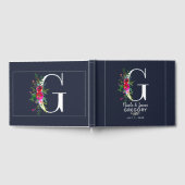 Gレターイニシャルモノグラムフローラ名結婚の一覧 ゲストブック (全面)