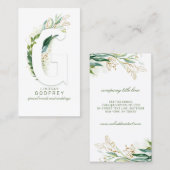 Gレターモノグラム金ゴールド離れ緑 名刺 (正面/裏面)