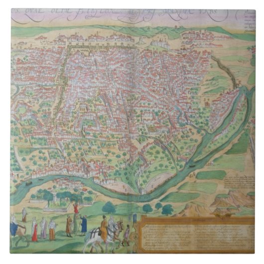G著「Civitates Orbis Terrarum」カイロ地図 タイル (正面)