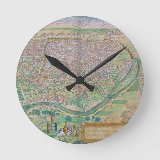 G著「Civitates Orbis Terrarum」カイロ地図 ラウンド壁時計 (正面)