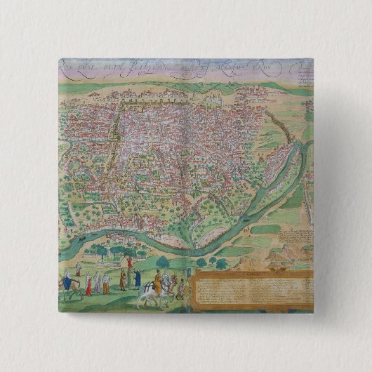 G著「Civitates Orbis Terrarum」カイロ地図 缶バッジ (正面)