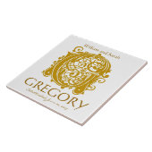G金ゴールドモノグラム（白） – 名前結婚の日付タイル タイル (側面)