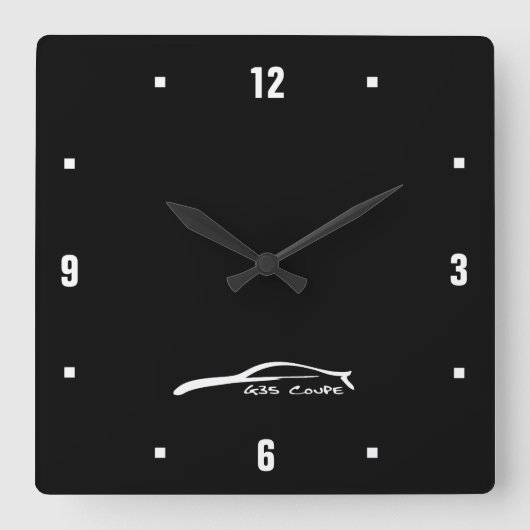 G35クーペ白ブラシストロークのロゴ スクエア壁時計 (正面)