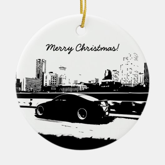 G35クーペ転がのショットクリスマス装飾 セラミックオーナメント (正面)