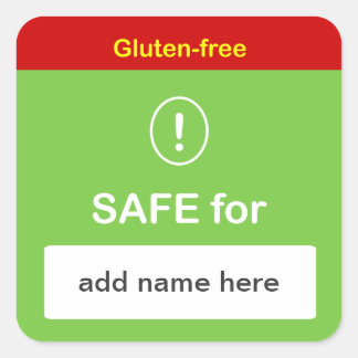g4 – 安全な食品ラベル付き/名前をカスタムする～グルテンフリー。 スクエアシール