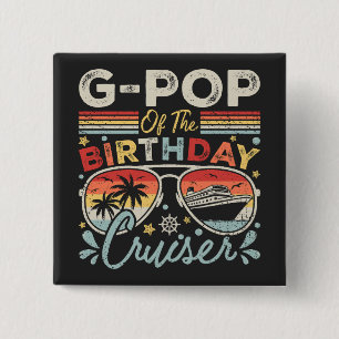 G – オブポップ・アートのザ誕生日クルーザーバケーションスクエア 缶バッジ
