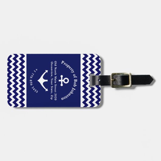 G.クルーズネイビーブルー航海のいかりルガグ ラゲッジタグ (正面横)