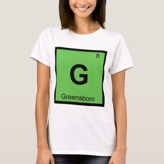 G - グリーンズボロ ノースカロライナ 化学記号 Tシャツ (正面)