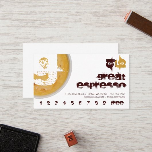 G -大文字の泡立ったコーヒーカップのロイヤリティの穿孔器 ロイヤリティカード (正面/裏面インサイチュ)