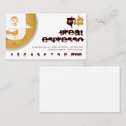 G -大文字の泡立ったコーヒーカップのロイヤリティの穿孔器 ロイヤリティカード (正面/裏面)