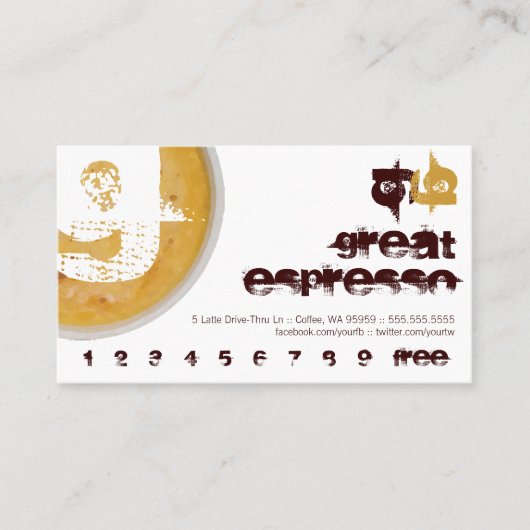 G -大文字の泡立ったコーヒーカップのロイヤリティの穿孔器 ロイヤリティカード (正面)