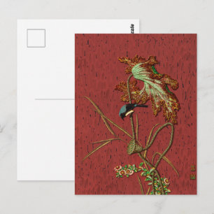 G.A. Audsley ヴィンテージ レッド 日本の 鳥 蓮の花 アート ポストカード
