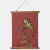 G.A. Audsley ヴィンテージ レッド 日本の 鳥 蓮の花 アート 吊り下げ型タペストリー (正面)