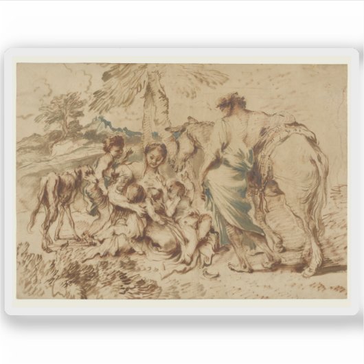 G.B.カスティリオーネ – 砂漠の風景の中の家族 シール (正面)