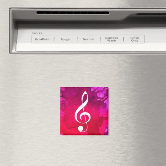 G Clef with Magenta background Magnet マグネット (インサイチュ (食洗機))