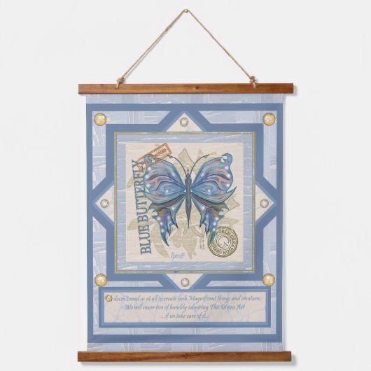 G Creation Officeブルーバタフライ 吊り下げ型タペストリー (正面)
