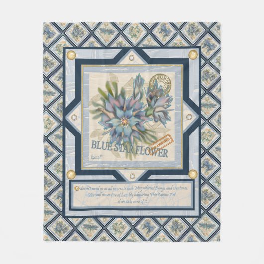 G Creation Office青い花 フリースブランケット (正面)