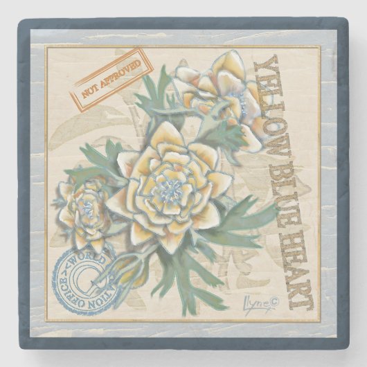 G Creation Office黄色い花 ストーンコースター (正面)