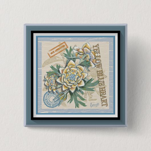 G Creation Office黄色い花 缶バッジ (正面)