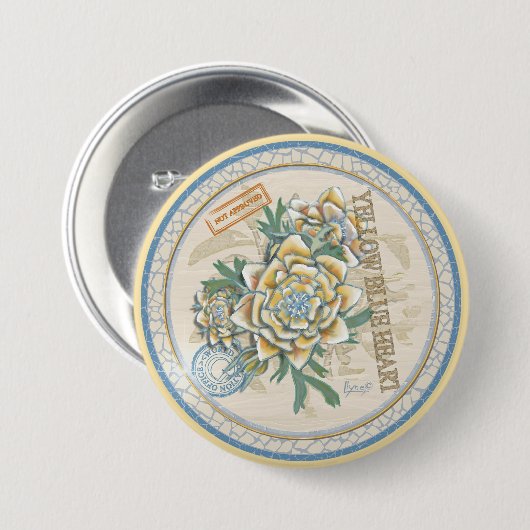 G Creation Office黄色い花 缶バッジ (正面&裏面)