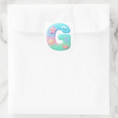 "G" Cute Bubble Letter - Underwater Sea Creature スクエアシール (バッグ)