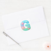 "G" Cute Bubble Letter - Underwater Sea Creature スクエアシール (封筒)