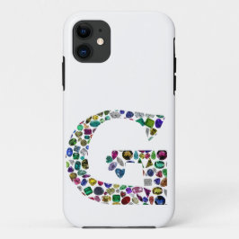 G Initial Gemstone Design iPhone 11 ケース