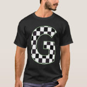 G Initial Monogram black & white checkerboard Tシャツ (正面)