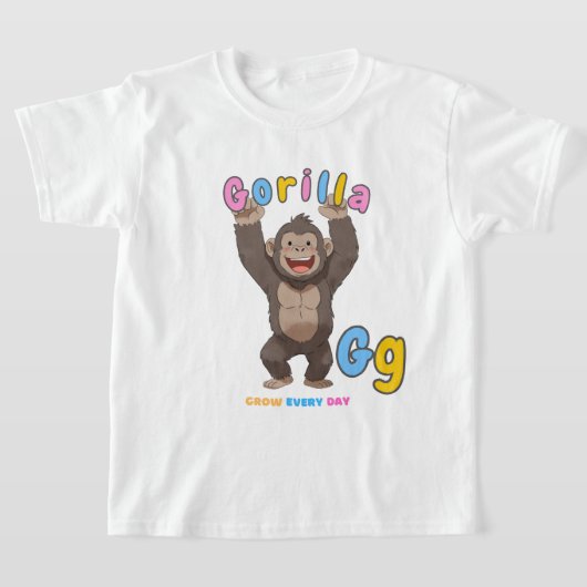 「G is for Gorilla」アルファベットティー – 日々成長 Tシャツ (レイダウン)