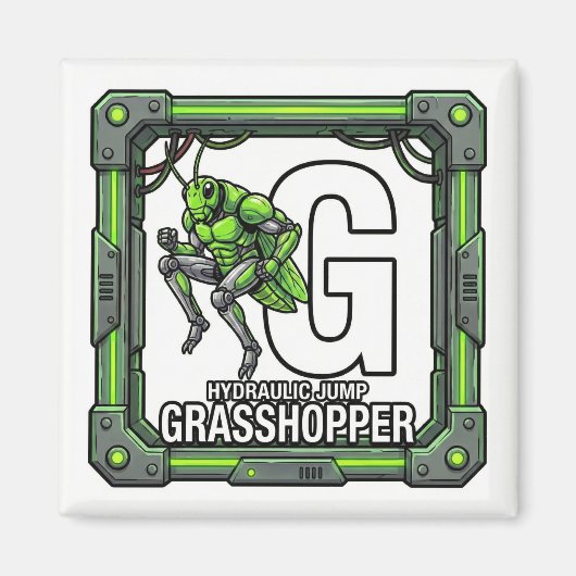 G is for Grasshopper – GTAスタイルのABC学習 マグネット (正面)