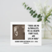 G.K.チェスタートンいいえ合理主義者すべて信じの引用文 ポストカード (スタンド正面)